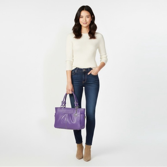 💜 Stunning Coach Purple Leather Satchel & Matching Wallet Set 💜 - Picture 2 of 13